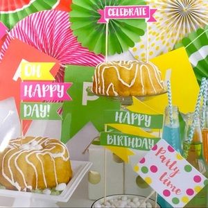 Neon Lime Green Hot Pink Bright Yellow Part Picks Happy Birthday Celebrate